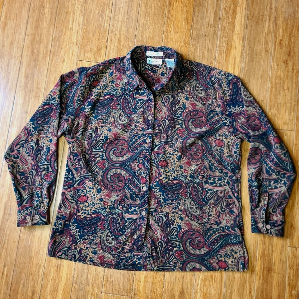 Vintage Paisley Single Stitched Lined Tabi International Long Sleeve Shirt Sz L
